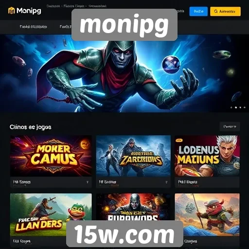 Visão geral das opções de jogos disponíveis no site monipg